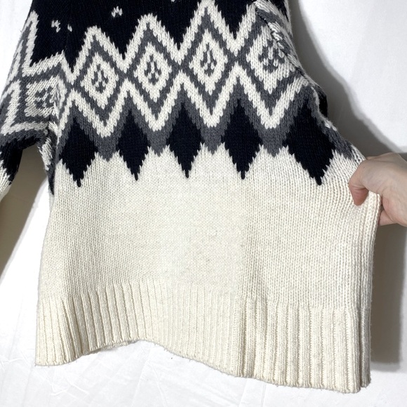 Banana Republic Black White Fine Merino Wool Alpaca Blend Knit MockNeck Sweater - Picture 8 of 15